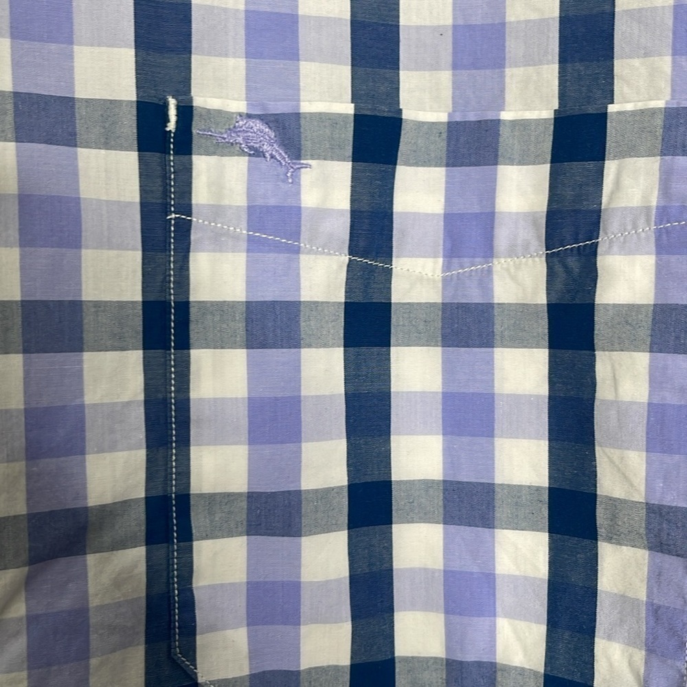 Tommy Bahama 100% Pima Cotton Long Sleeve Blue Plaid Button Up Shirt Size XXL - Picture 6 of 7